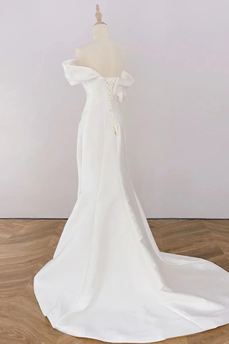 Trumpet-Mermaid Sweep-Brush Train Satin Wedding Dress 730322630162 sold by Cocomelody product image thumbnail 2