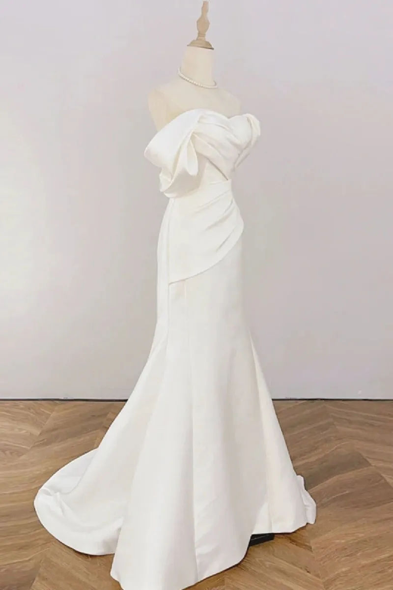 Trumpet-Mermaid Sweep-Brush Train Satin Wedding Dress 730322630162 sold by Cocomelody product image thumbnail 3