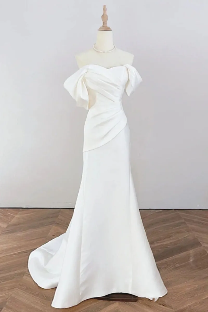 Trumpet-Mermaid Sweep-Brush Train Satin Wedding Dress 730322630162 sold by Cocomelody