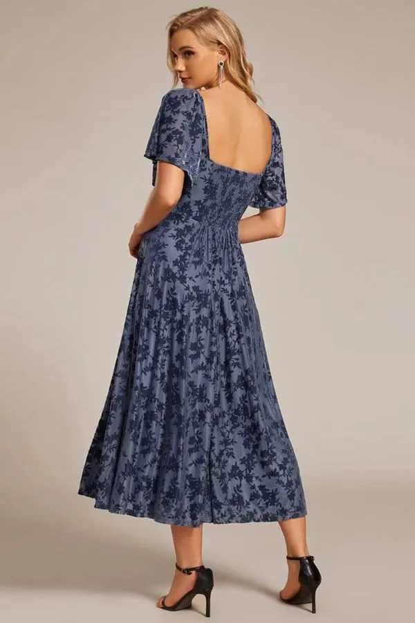 A-Line Midi Velvet Wedding Guest Dress CG0270 sold by Cocomelody product image thumbnail 2