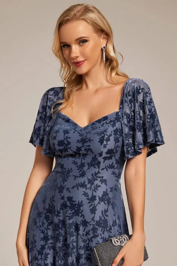 A-Line Midi Velvet Wedding Guest Dress CG0270 sold by Cocomelody product image thumbnail 4