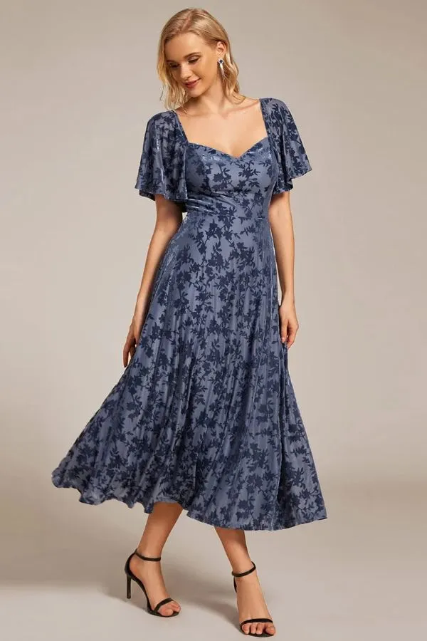 A-Line Midi Velvet Wedding Guest Dress CG0270 sold by Cocomelody