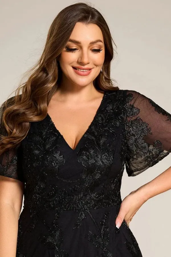 A-Line Midi Lace Wedding Guest Dress CG0268 sold by Cocomelody product image thumbnail 4