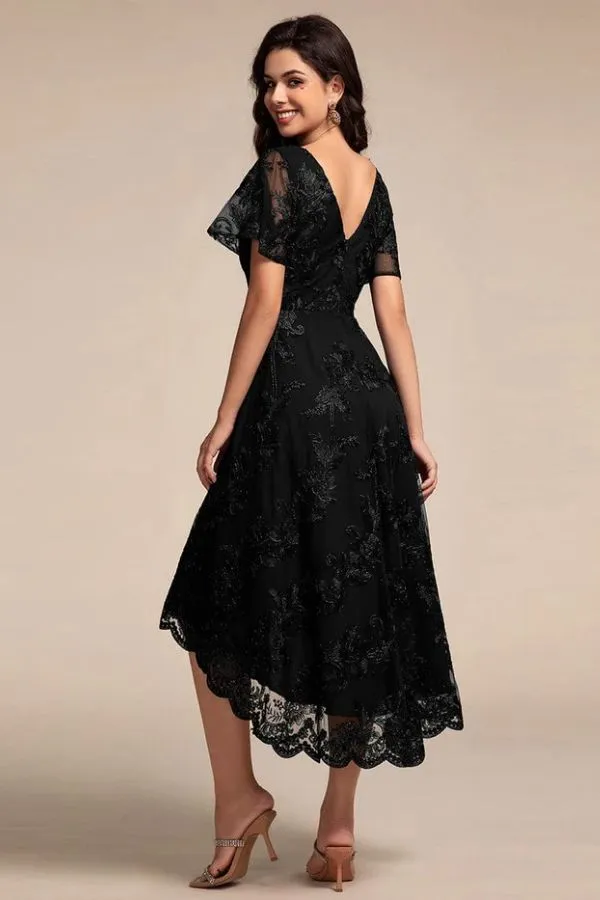 A-Line Midi Lace Wedding Guest Dress CG0268 sold by Cocomelody product image thumbnail 2