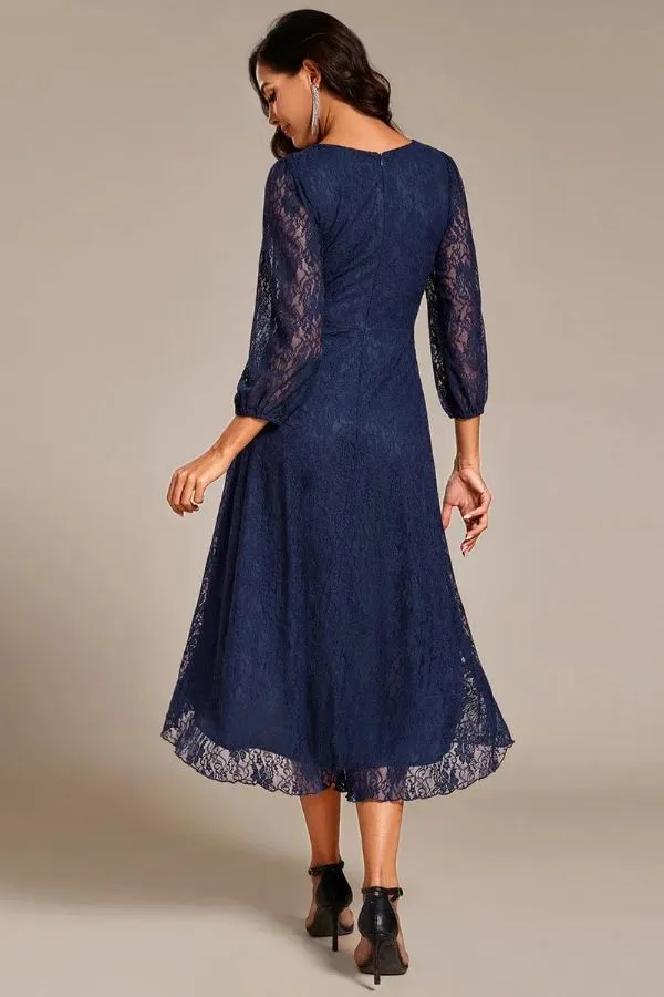A-Line Midi Lace Wedding Guest Dress CG0267 sold by Cocomelody product image thumbnail 2