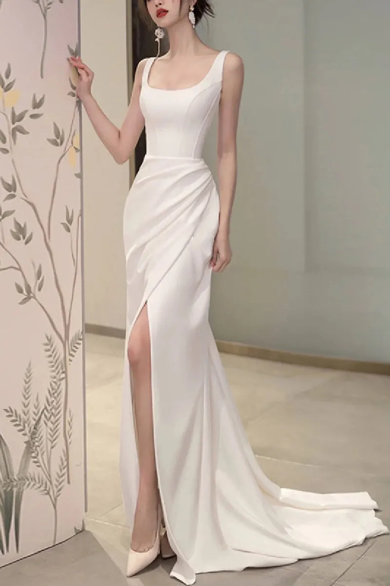 Trumpet-Mermaid Sweep-Brush Train Satin Wedding Dress 725558120815 sold by Cocomelody product image thumbnail 3