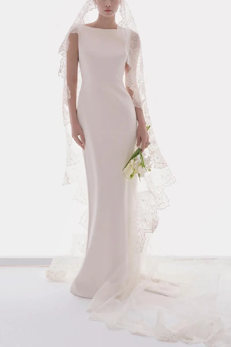 Trumpet-Mermaid Sweep-Brush Train Satin Wedding Dress 807995937729 sold by Cocomelody