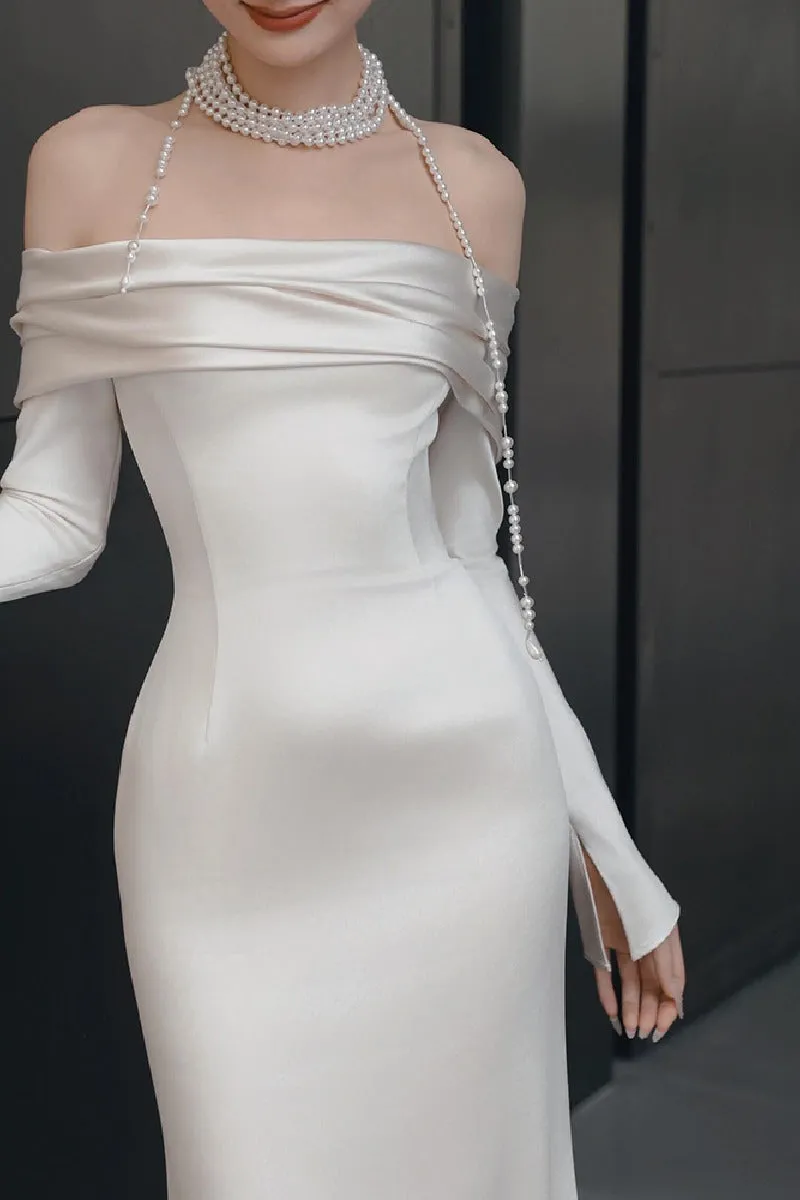 Trumpet-Mermaid Sweep-Brush Train Satin Wedding Dress 844155211342 sold by Cocomelody product image thumbnail 4