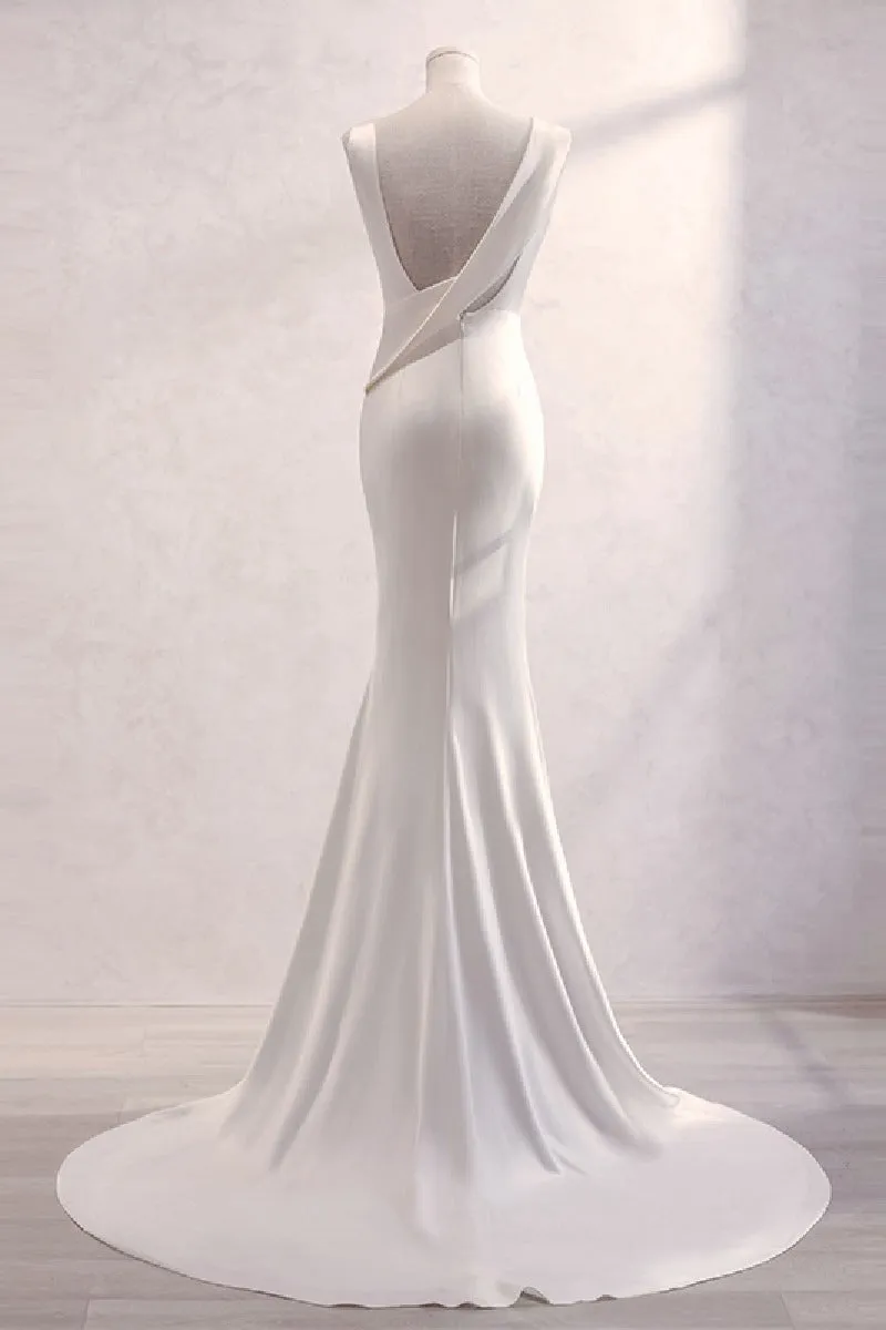 Trumpet-Mermaid Sweep-Brush Train Satin Wedding Dress 677606919790 sold by Cocomelody product image thumbnail 2