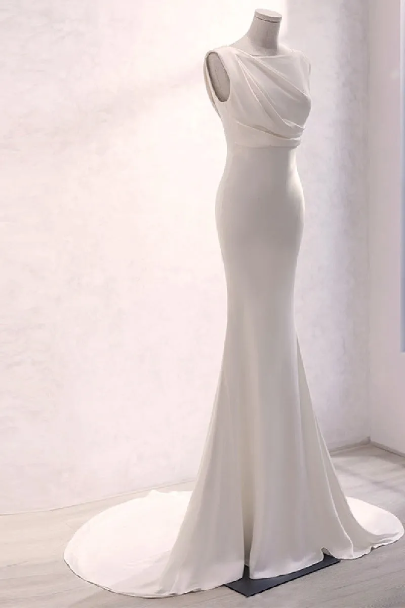 Trumpet-Mermaid Sweep-Brush Train Satin Wedding Dress 677606919790 sold by Cocomelody product image thumbnail 3