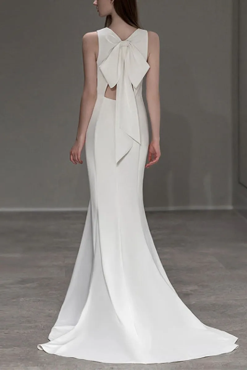 Trumpet-Mermaid Sweep-Brush Train Satin Wedding Dress 709458498838 sold by Cocomelody product image thumbnail 2