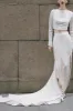 Sheath-Column Chapel Train Satin Wedding Dress 812092434428 sold by Cocomelody