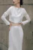 Sheath-Column Chapel Train Satin Wedding Dress 812092434428 sold by Cocomelody