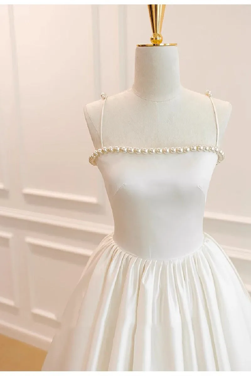 A-Line Floor Length Satin Wedding Dress 752025920874 sold by Cocomelody product image thumbnail 4