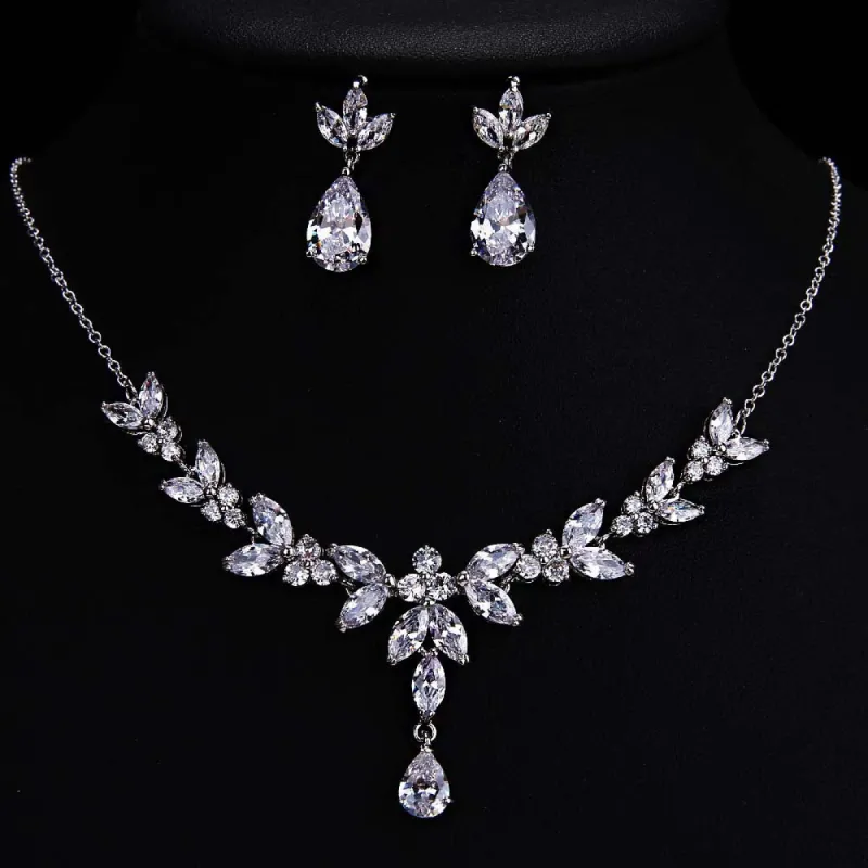 Water Drop Zircon Necklace Bridal Accessory 616165232392 sold by Cocomelody
