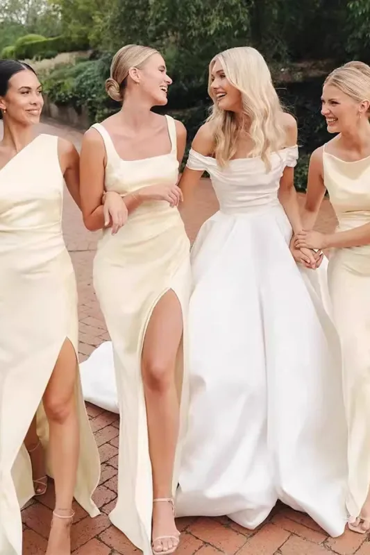 Sheath-Column Maxi Elastic Silk like Satin Bridesmaid Dress 818471162978 sold by Cocomelody