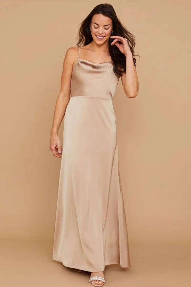 A-Line Maxi Elastic Silk like Satin Bridesmaid Dress 838006505231 sold by Cocomelody product image thumbnail 2