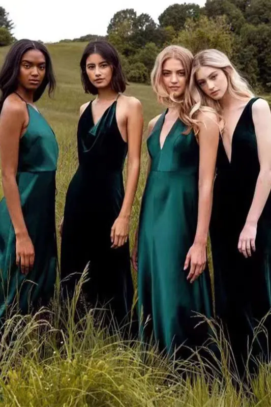 A-Line Maxi Elastic Silk like Satin  Bridesmaid Dress 818333919710 sold by Cocomelody