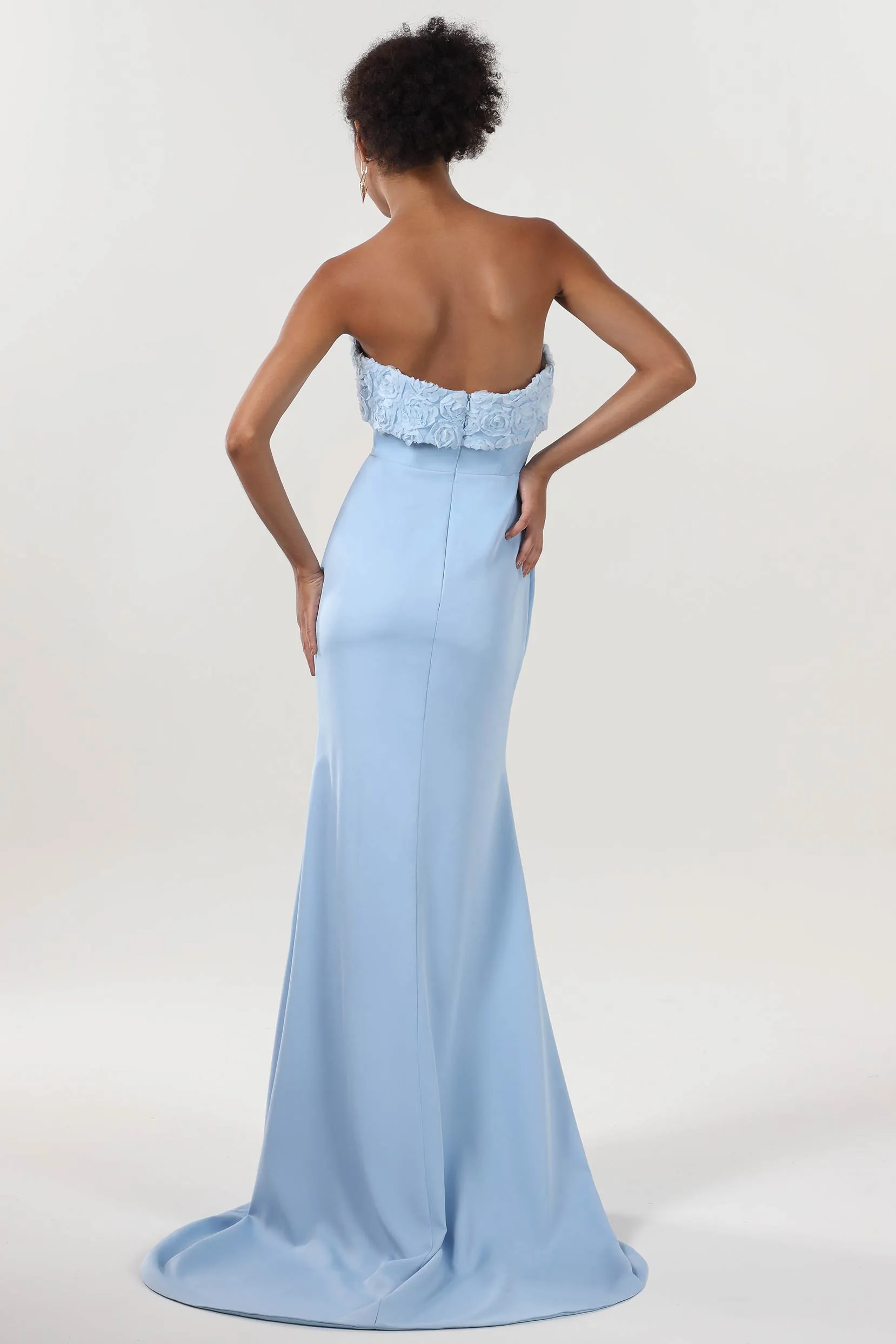 Trumpet-Mermaid Sweep-Brush Train Stretch Crepe Bridesmaid Dress CS0591BM sold by Cocomelody product image thumbnail 2