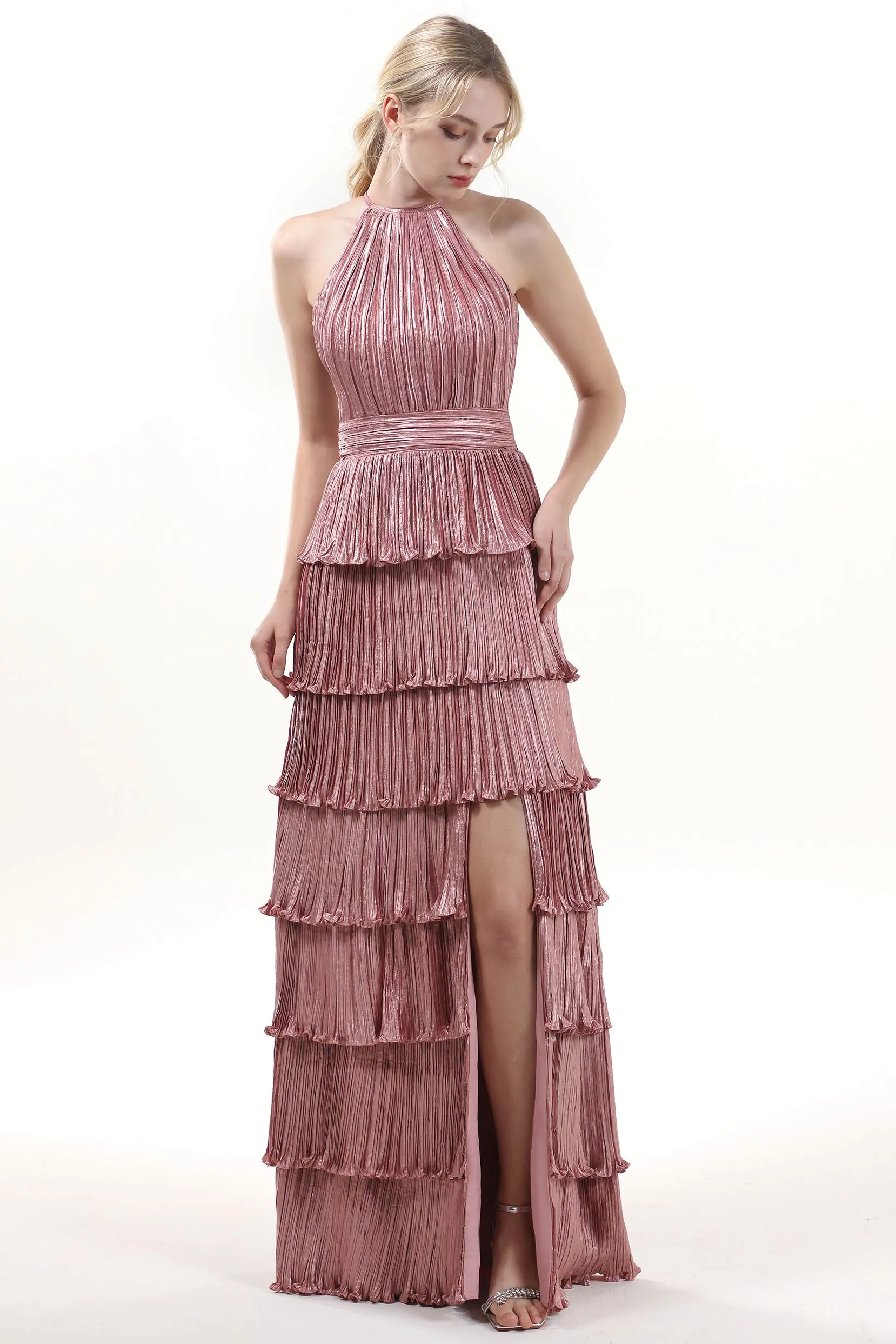 A-line Maxi Metallic Bridesmaid Dress CS0652BM sold by Cocomelody product image thumbnail 4