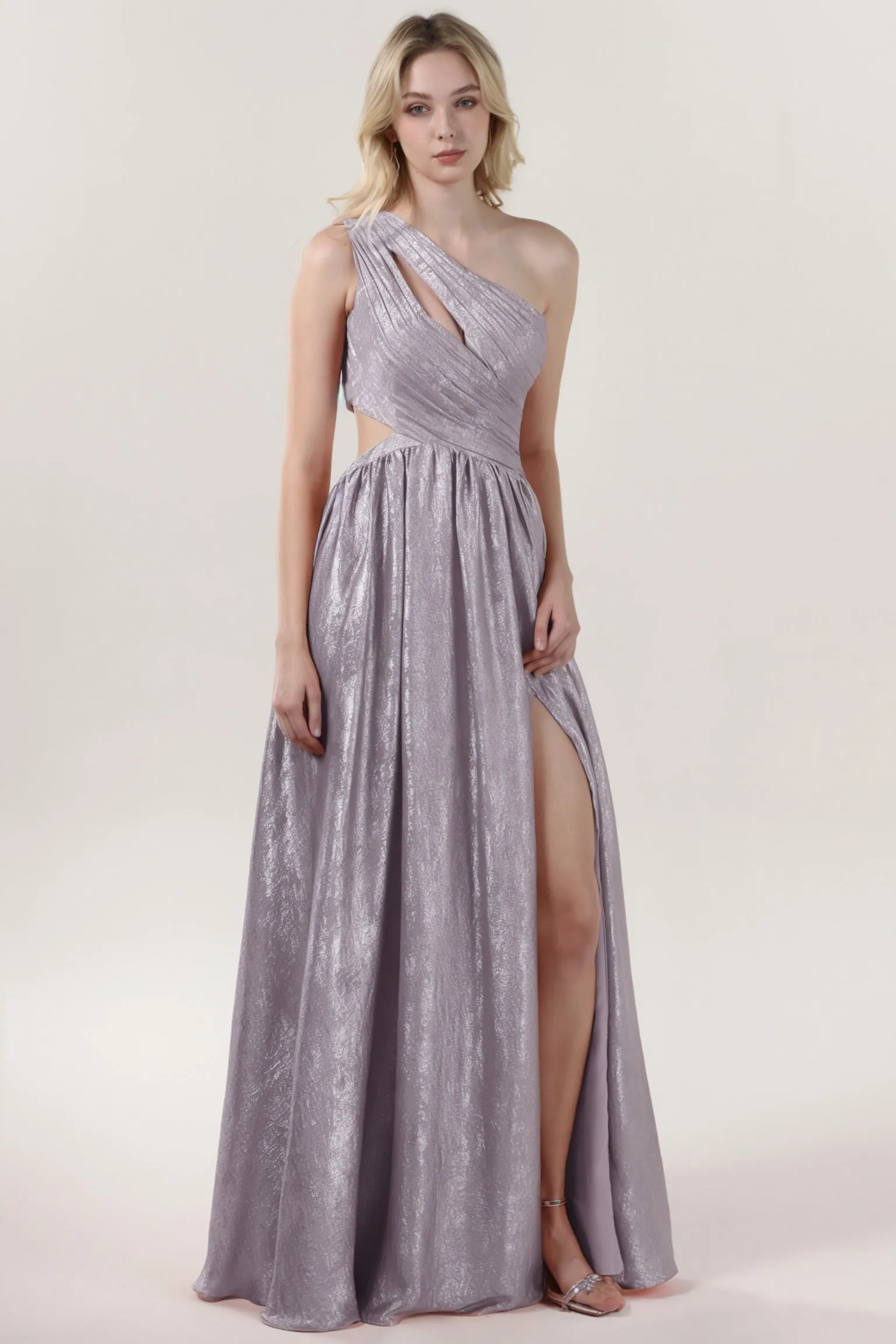 A-Line Maxi Metallic Bridesmaid Dress CS0642BM sold by Cocomelody