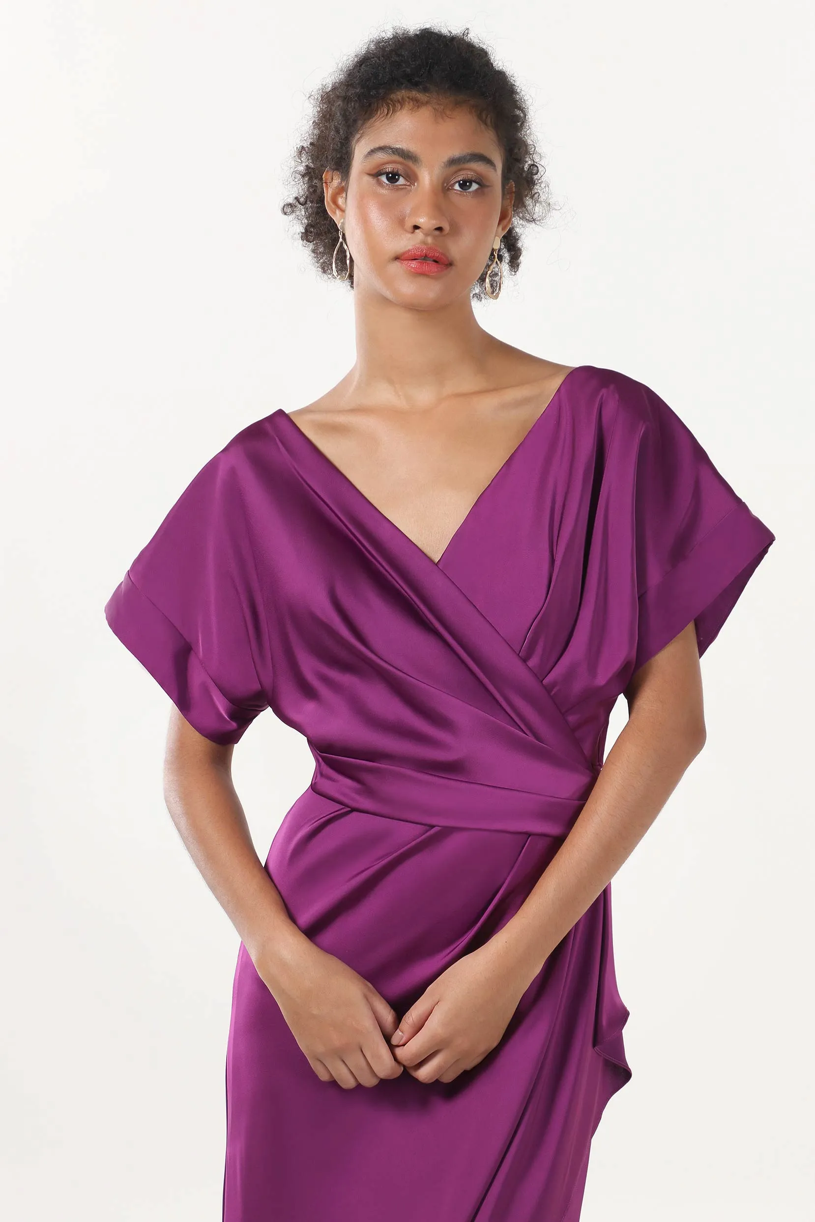 Sheath-Column Maxi Luxe Satin Bridesmaid Dress CS0601BM sold by Cocomelody product image thumbnail 5