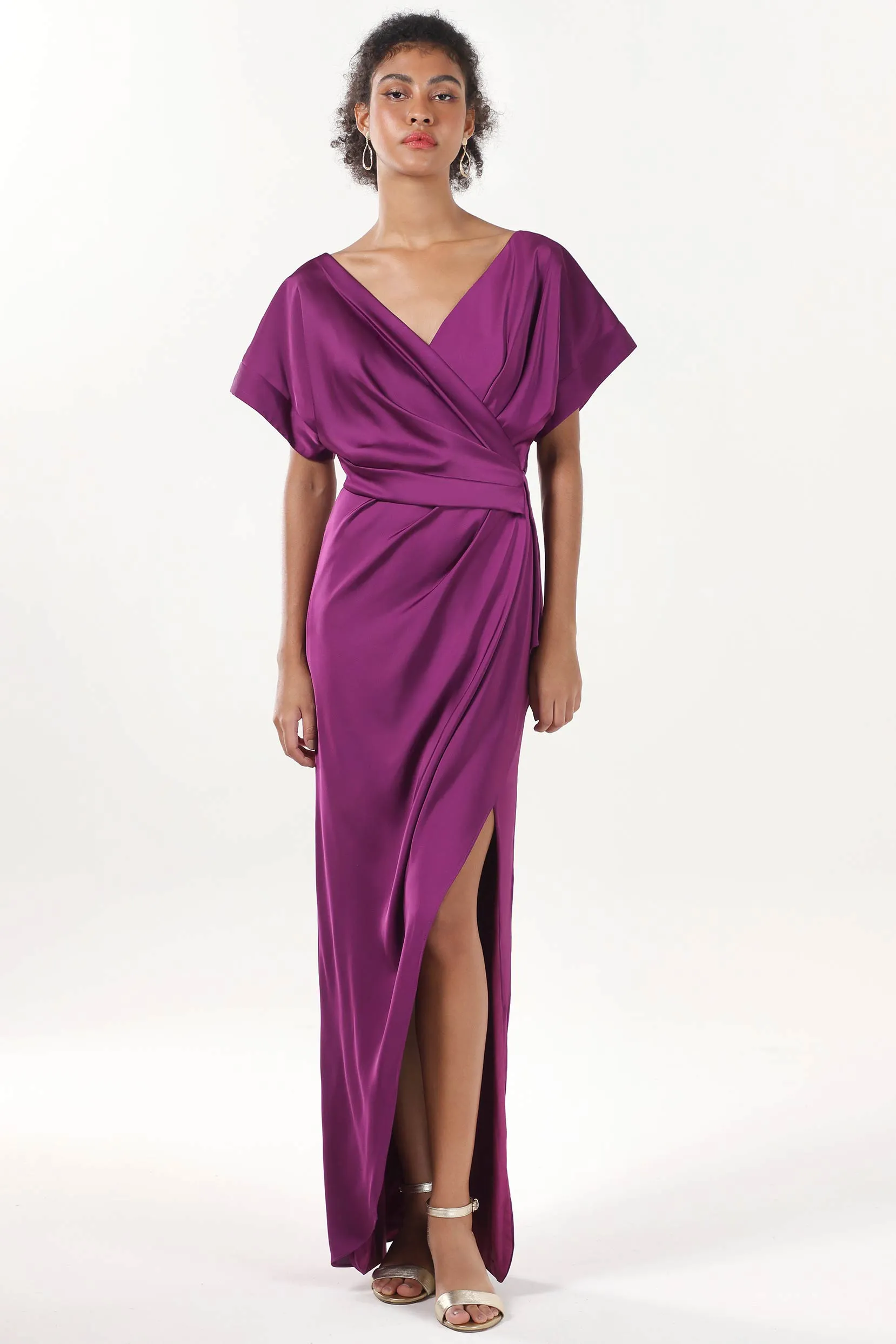 Sheath-Column Maxi Luxe Satin Bridesmaid Dress CS0601BM sold by Cocomelody product image thumbnail 3