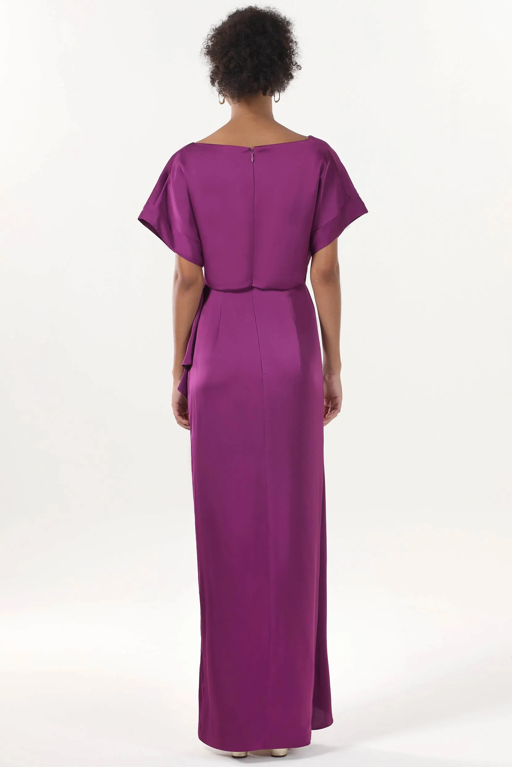 Sheath-Column Maxi Luxe Satin Bridesmaid Dress CS0601BM sold by Cocomelody product image thumbnail 2