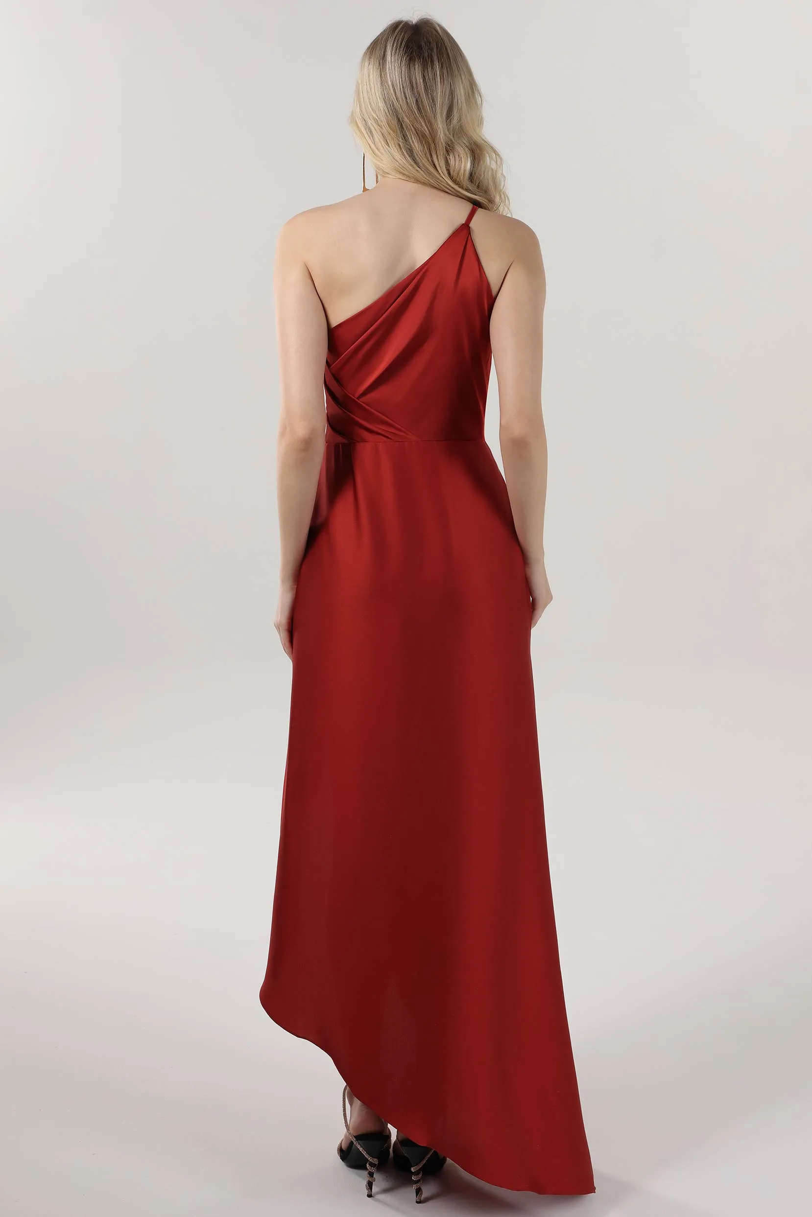 Sheath-Column Midi Luxe Satin Bridesmaid Dress CS0612BM sold by Cocomelody product image thumbnail 2