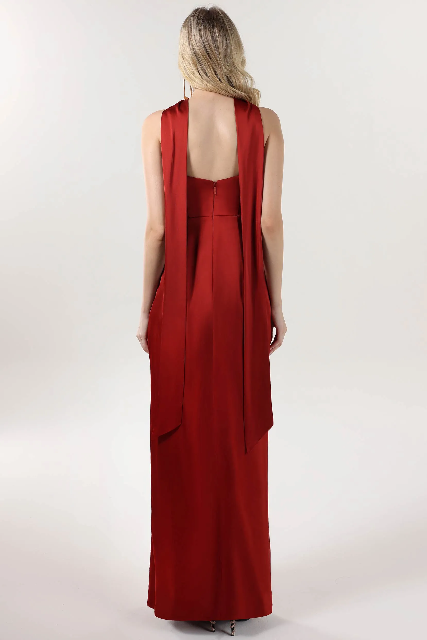 Sheath-Column Maxi Luxe Satin Bridesmaid Dress CS0599BM sold by Cocomelody product image thumbnail 2