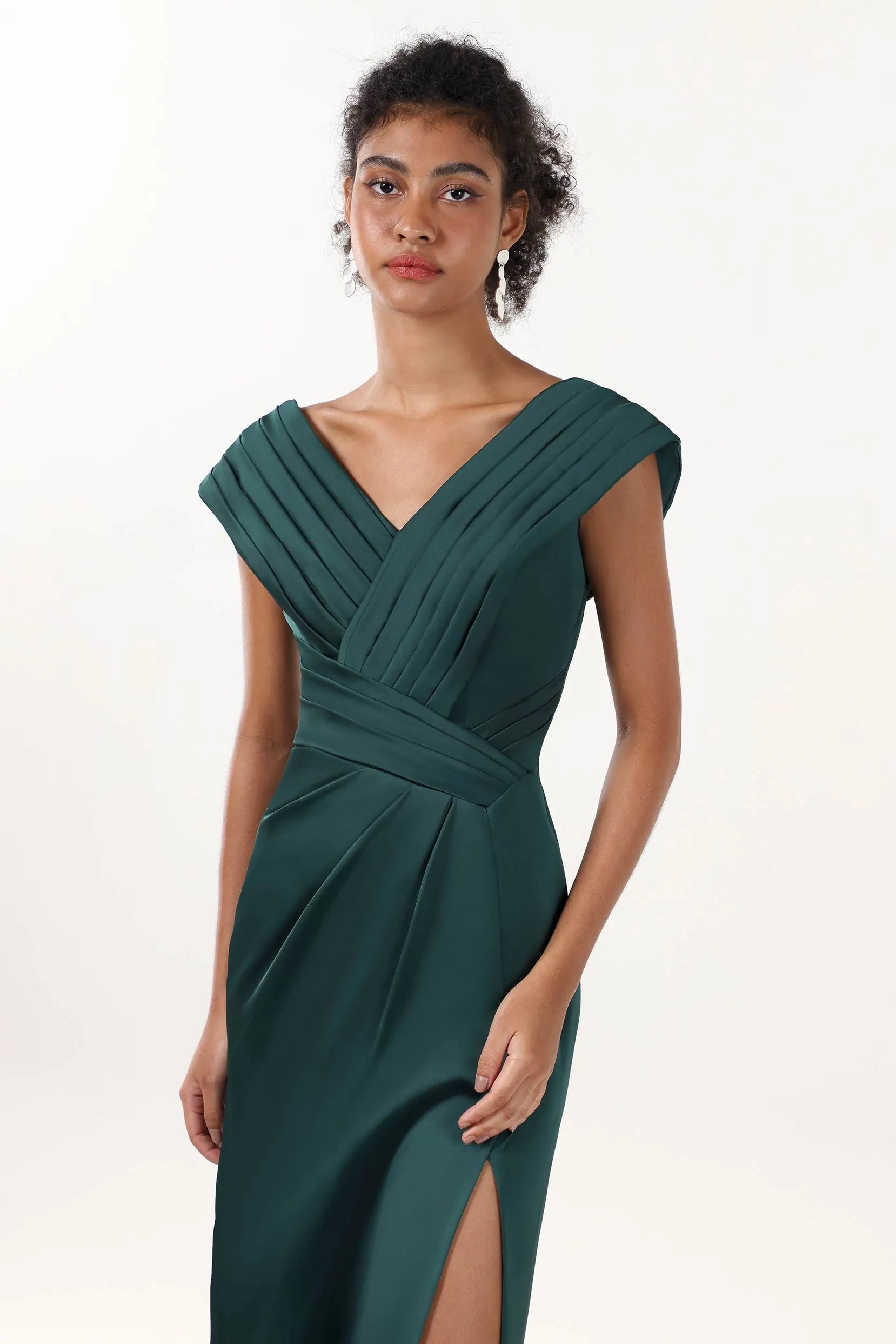 Sheath-Column Maxi Luxe Satin Bridesmaid Dress CS0608BM sold by Cocomelody product image thumbnail 4