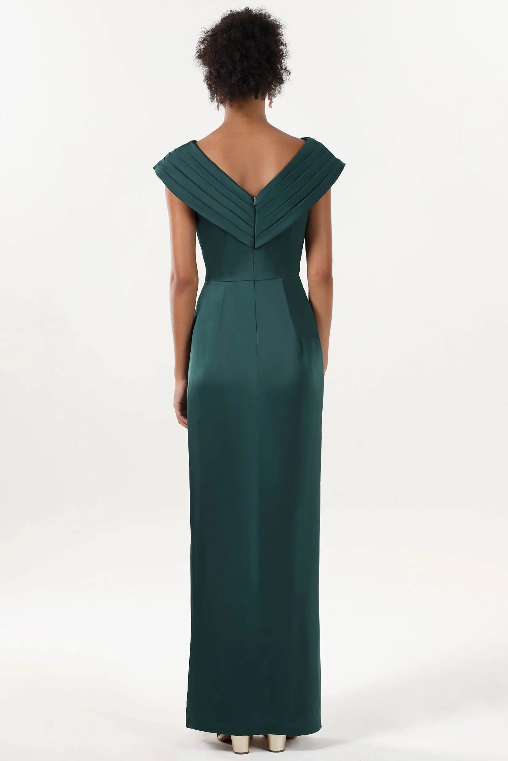 Sheath-Column Maxi Luxe Satin Bridesmaid Dress CS0608BM sold by Cocomelody product image thumbnail 2
