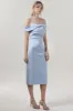 Sheath-Column Midi Luxe Satin Bridesmaid Dress CS0610BM sold by Cocomelody