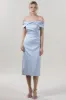 Sheath-Column Midi Luxe Satin Bridesmaid Dress CS0610BM sold by Cocomelody