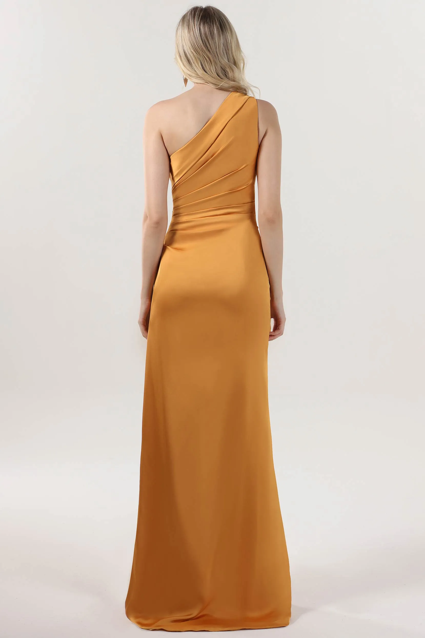 Sheath-Column Maxi Luxe Satin Bridesmaid Dress CS0606BM sold by Cocomelody product image thumbnail 2