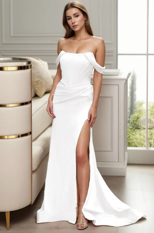 Sheath-Column Sweep-Brush Train Elastic Cloth Prom Dress CS0462CR sold by Cocomelody