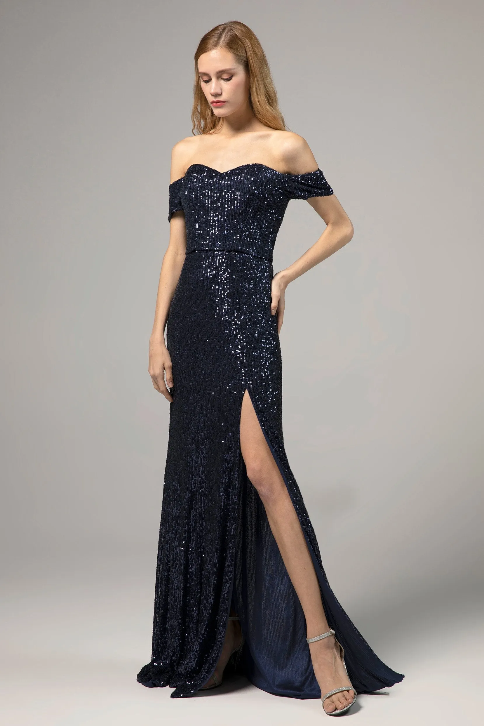 Sheath-Column Floor Length Sequined Dress CS0288CR sold by Cocomelody product image thumbnail 3
