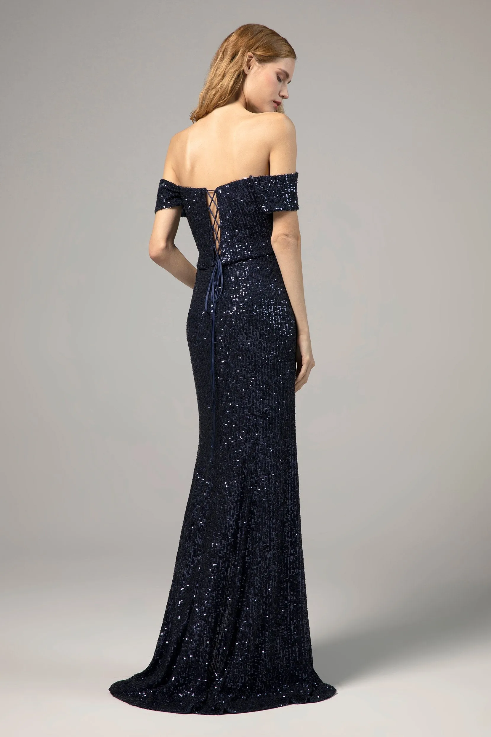 Sheath-Column Floor Length Sequined Dress CS0288CR sold by Cocomelody product image thumbnail 4