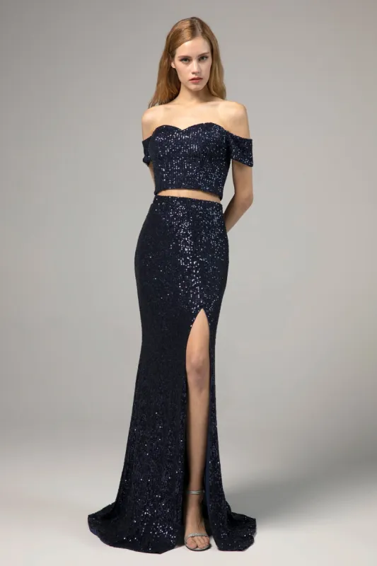 Sheath-Column Floor Length Sequined Dress CS0288CR sold by Cocomelody