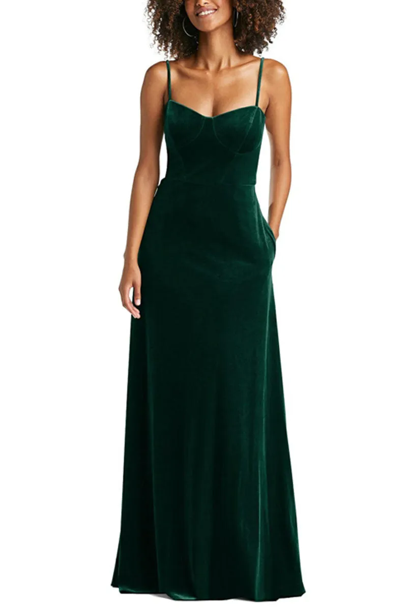 A-Line Maxi Velvet Bridesmaid Dress 632358899575 sold by Cocomelody product image thumbnail 4