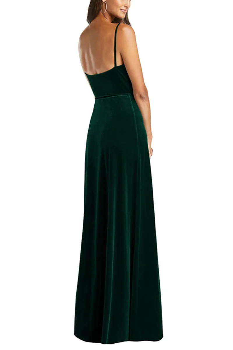 A-Line Maxi Velvet Bridesmaid Dress 632358899575 sold by Cocomelody product image thumbnail 3