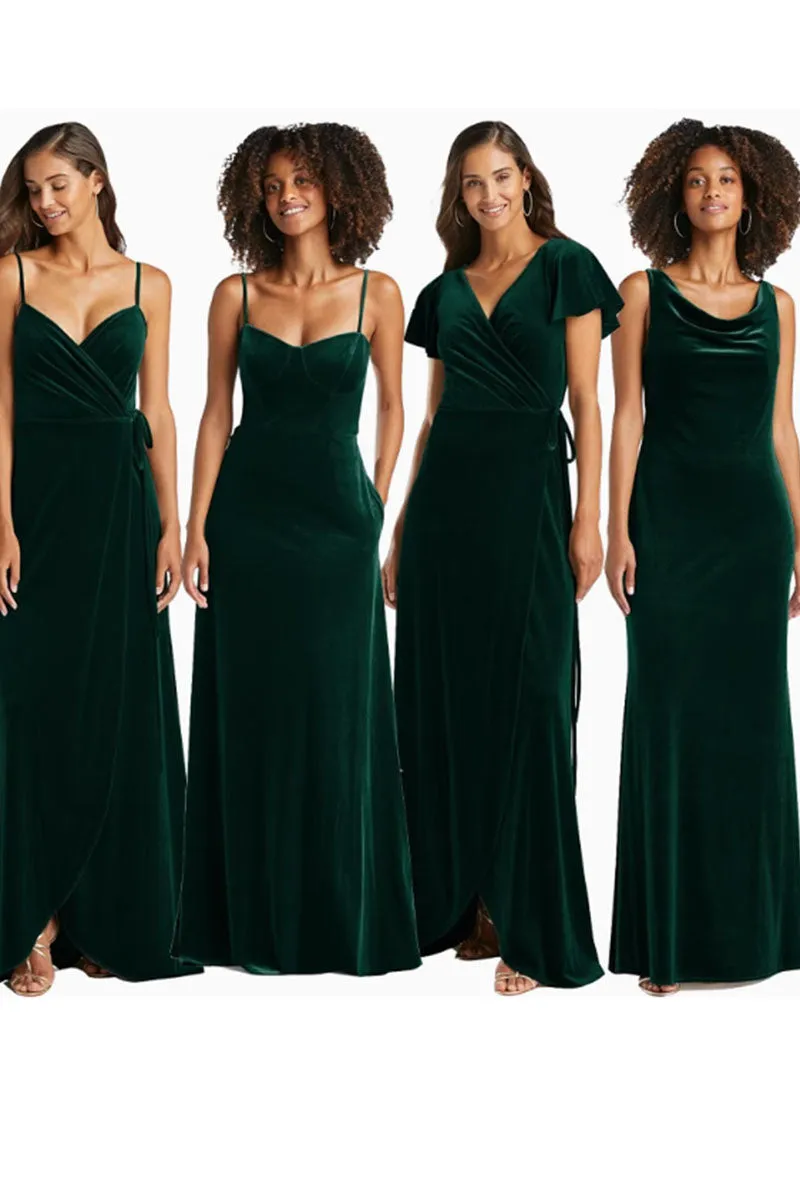 A-Line Maxi Velvet Bridesmaid Dress 632358899575 sold by Cocomelody