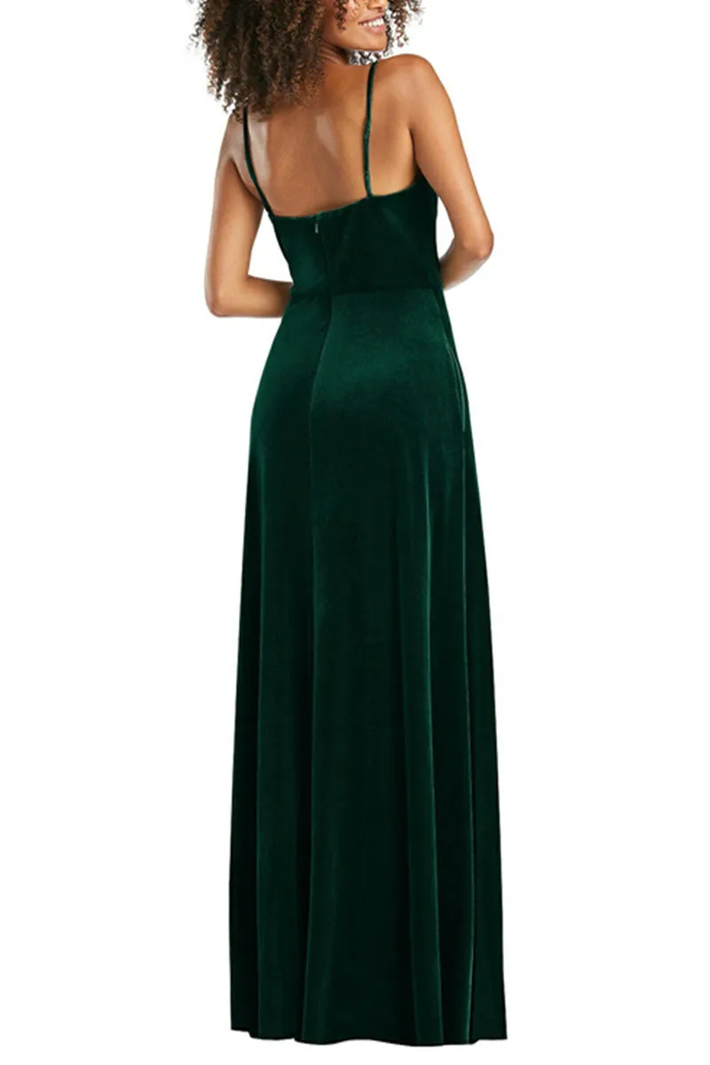 A-Line Maxi Velvet Bridesmaid Dress 632358899575 sold by Cocomelody product image thumbnail 5