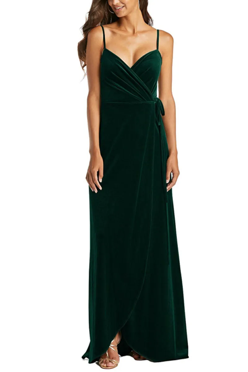 A-Line Maxi Velvet Bridesmaid Dress 632358899575 sold by Cocomelody product image thumbnail 2