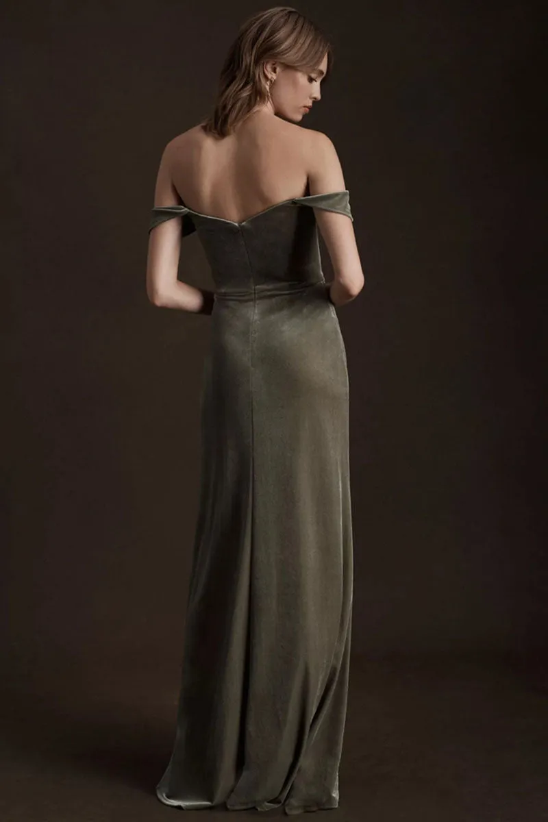 Sheath-Column Maxi Velvet Bridesmaid Dress 687887473377 sold by Cocomelody product image thumbnail 3