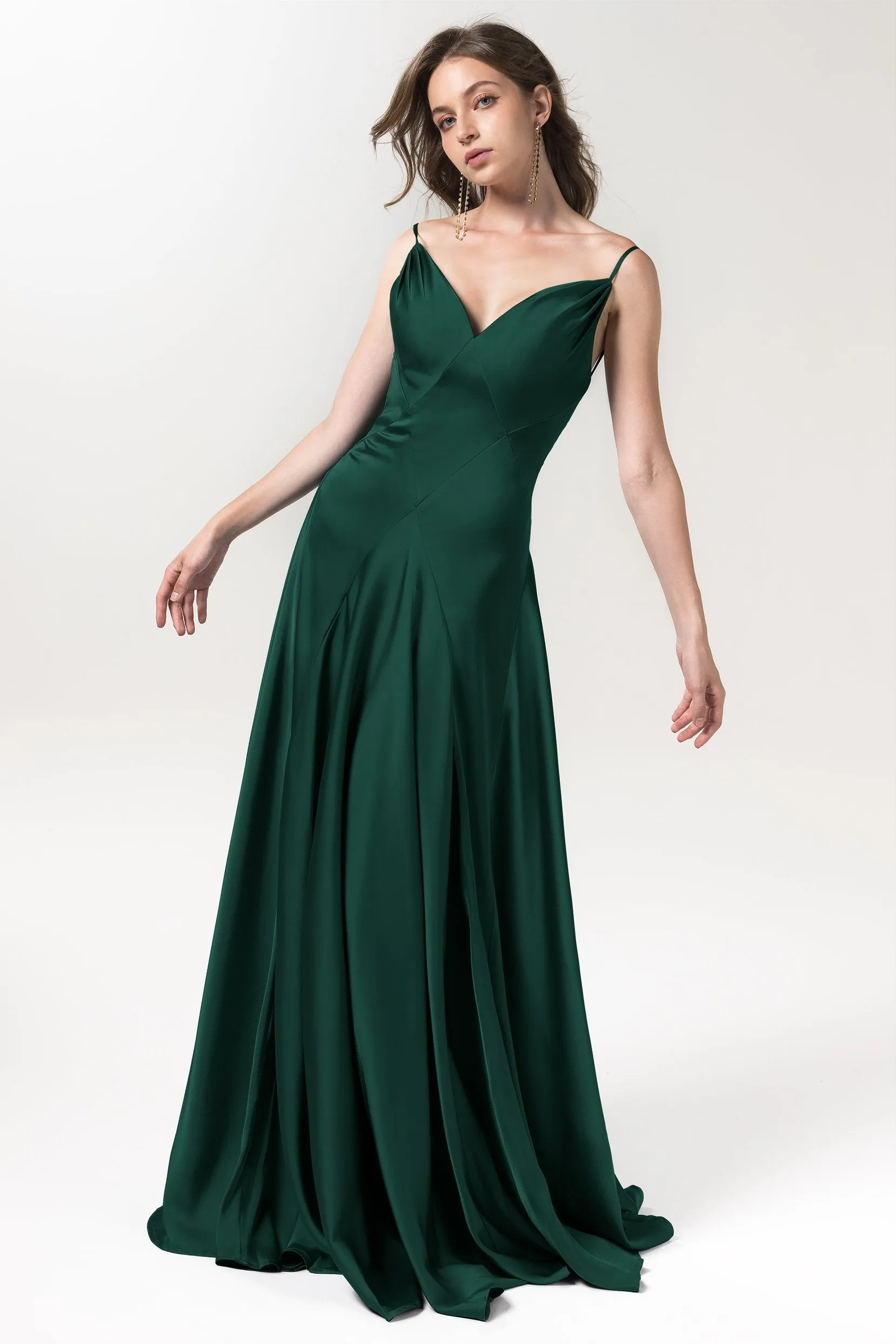 A-Line Floor Length Luxe Satin Bridesmaid Dress Formal Dresses CB0591CR sold by Cocomelody