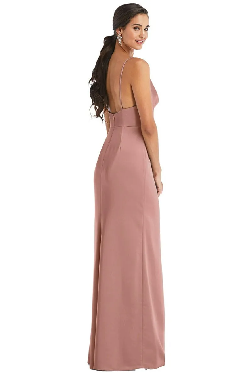 A-Line Maxi Elastic Silk like Satin Bridesmaid Dress 646413737693 sold by Cocomelody product image thumbnail 3