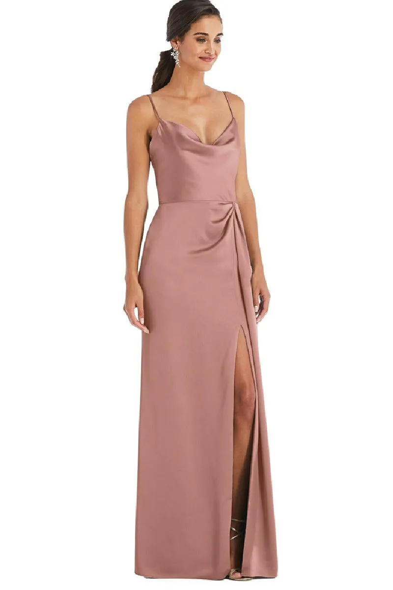 A-Line Maxi Elastic Silk like Satin Bridesmaid Dress 646413737693 sold by Cocomelody product image thumbnail 2