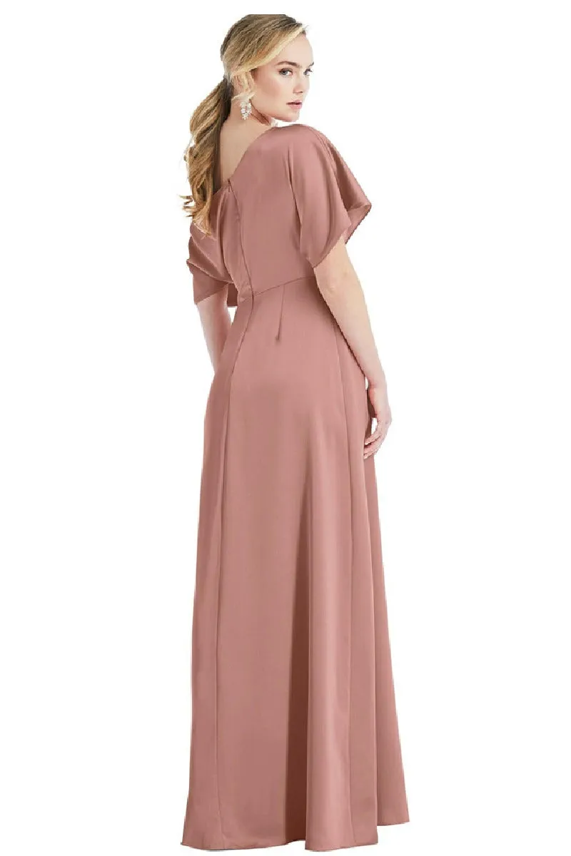 A-Line Maxi Elastic Silk like Satin Bridesmaid Dress 646413737693 sold by Cocomelody product image thumbnail 5
