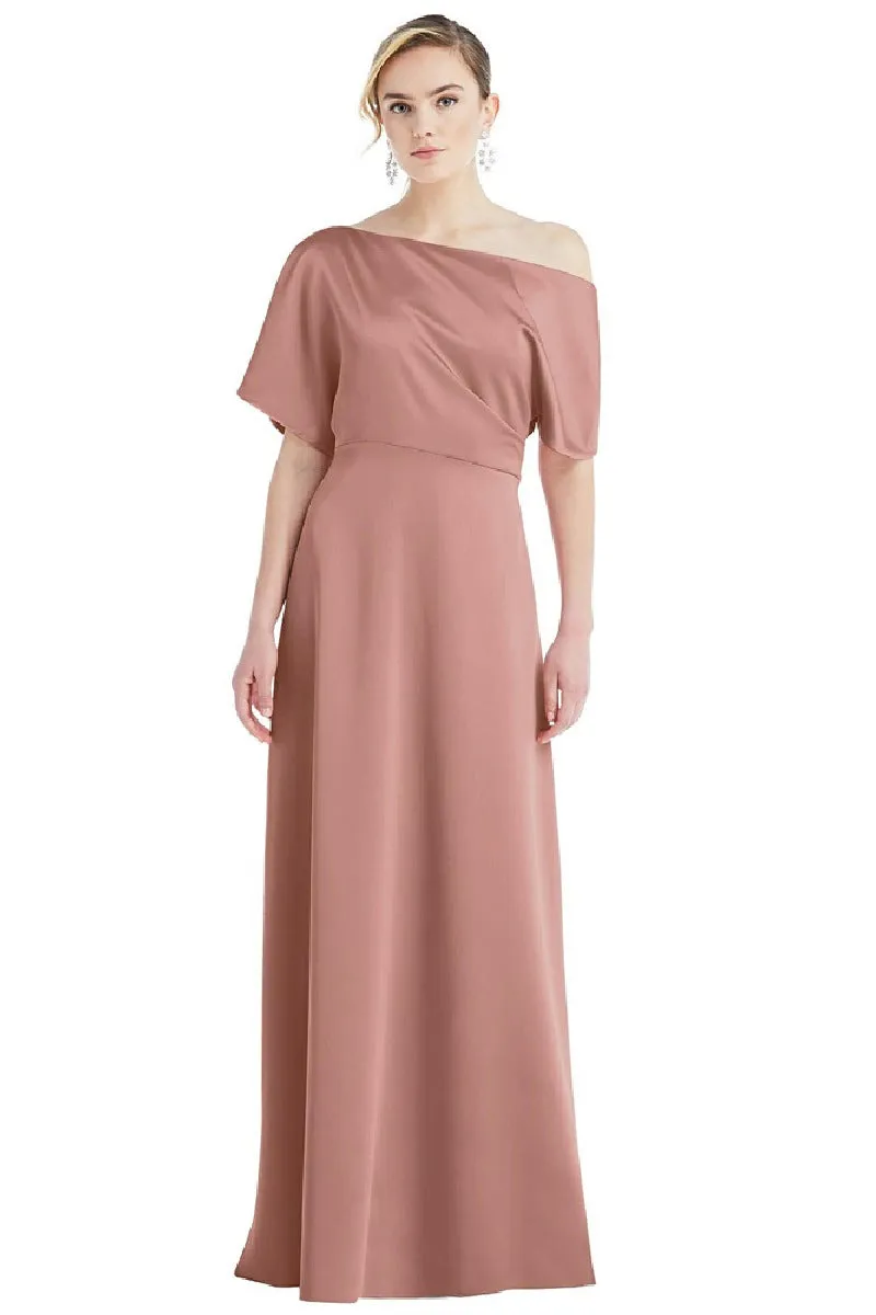 A-Line Maxi Elastic Silk like Satin Bridesmaid Dress 646413737693 sold by Cocomelody product image thumbnail 4